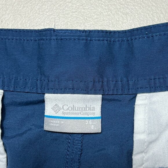 Columbia Shorts Mens 36 Blue Chino‎ FLAW Washed Out Flat Front Cotton Classic - Picture 8 of 9